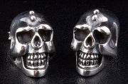 Big Skull Sterling Silver Biker Stud Earrings