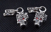 Crown Garnet Skull Sterling Silver Men's Earrings