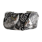 Japanese Carp Koi Fish Sterling Silver Cuff Bracelet