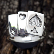 Spade Card Sterling Silver Men's Ring
