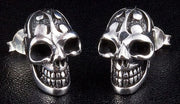 Sterling Silver Tattoo Skull Earrings-Bikerringshop