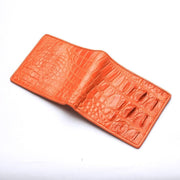 orange crocodile backbone skin mens wallet
