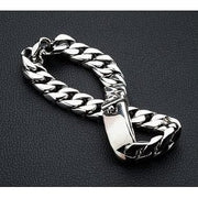 cuban link sterling silver chain men's bracelet